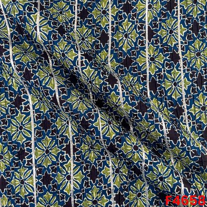 Printed Pintex Gota Patti Cotton Fabric- F4658