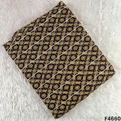 Printed Pintex Gota Patti Cotton Fabric- F4660