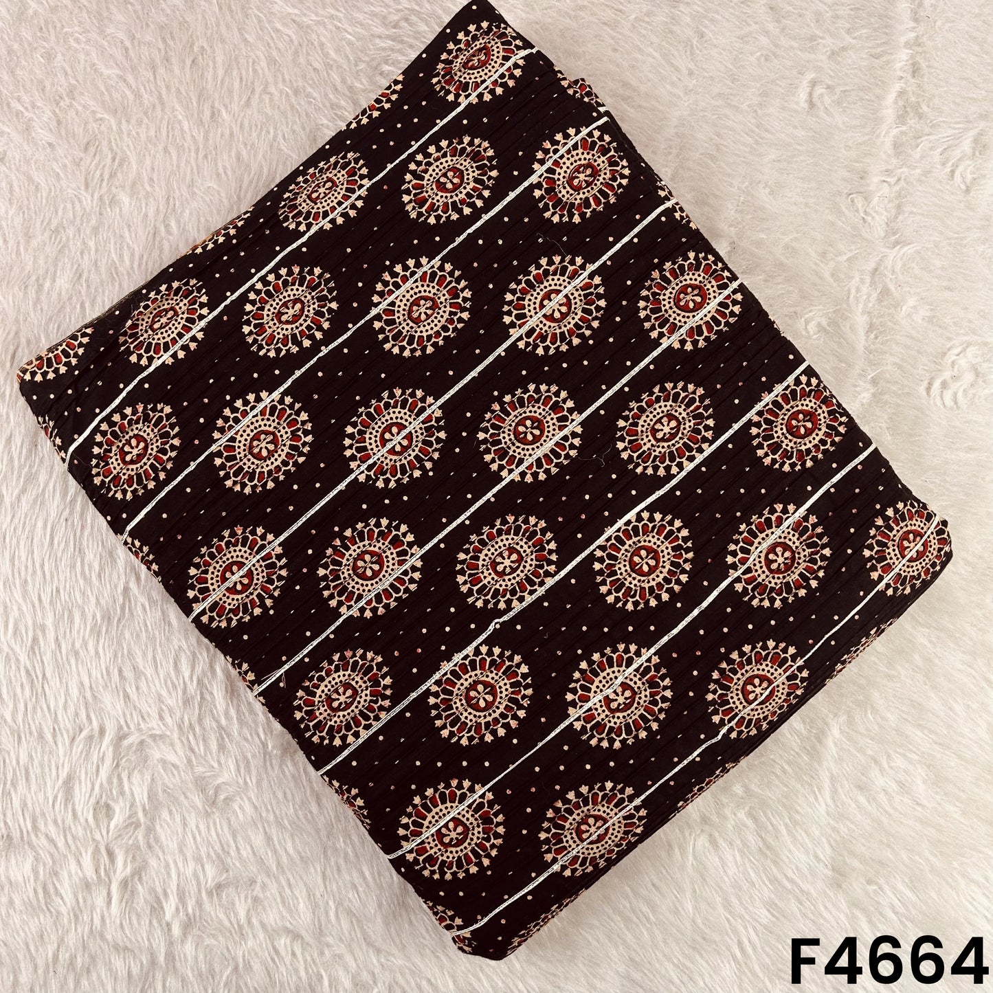 Printed Pintex Gota Patti Cotton Fabric- F4664