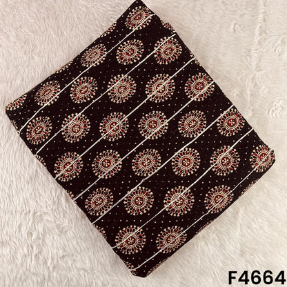 Printed Pintex Gota Patti Cotton Fabric- F4664