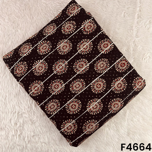 Printed Pintex Gota Patti Cotton Fabric- F4664