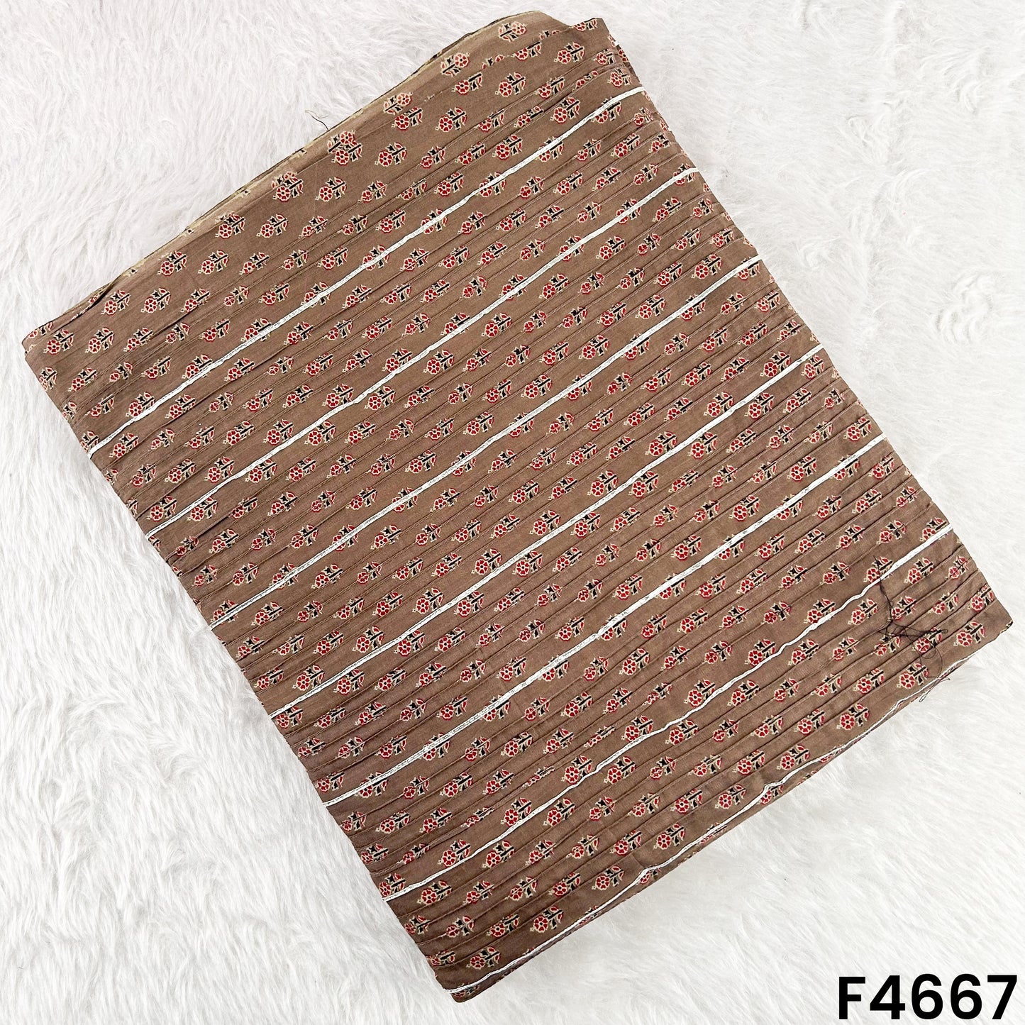 Printed Pintex Gota Patti Cotton Fabric- F4667