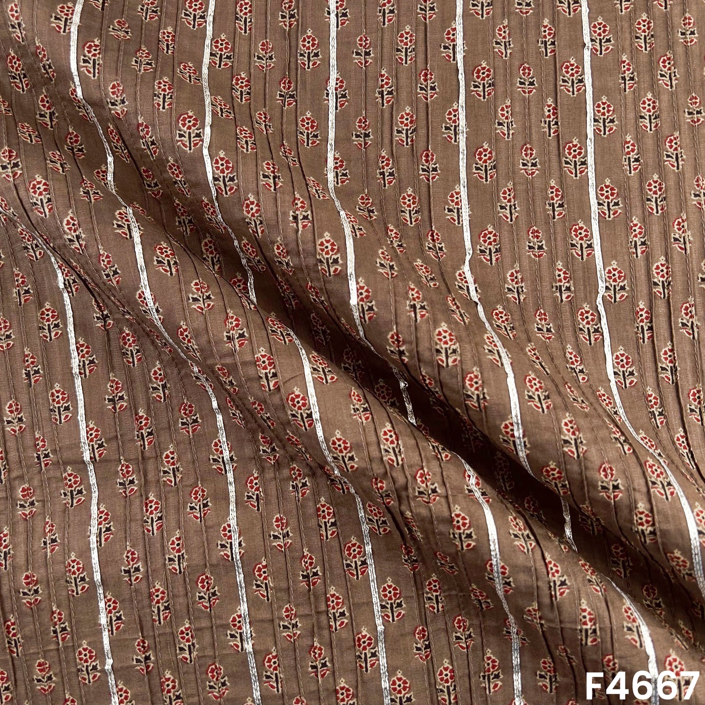 Printed Pintex Gota Patti Cotton Fabric- F4667