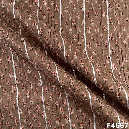 Printed Pintex Gota Patti Cotton Fabric- F4667