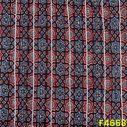 Printed Pintex Gota Patti Cotton Fabric- F4668