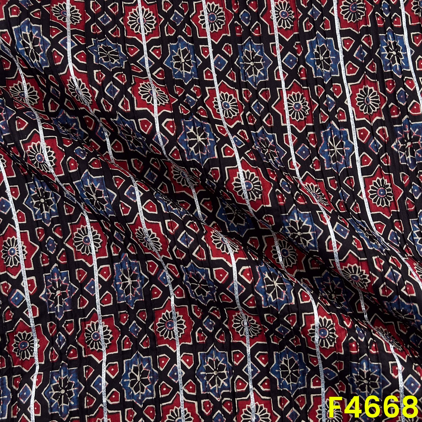Printed Pintex Gota Patti Cotton Fabric- F4668