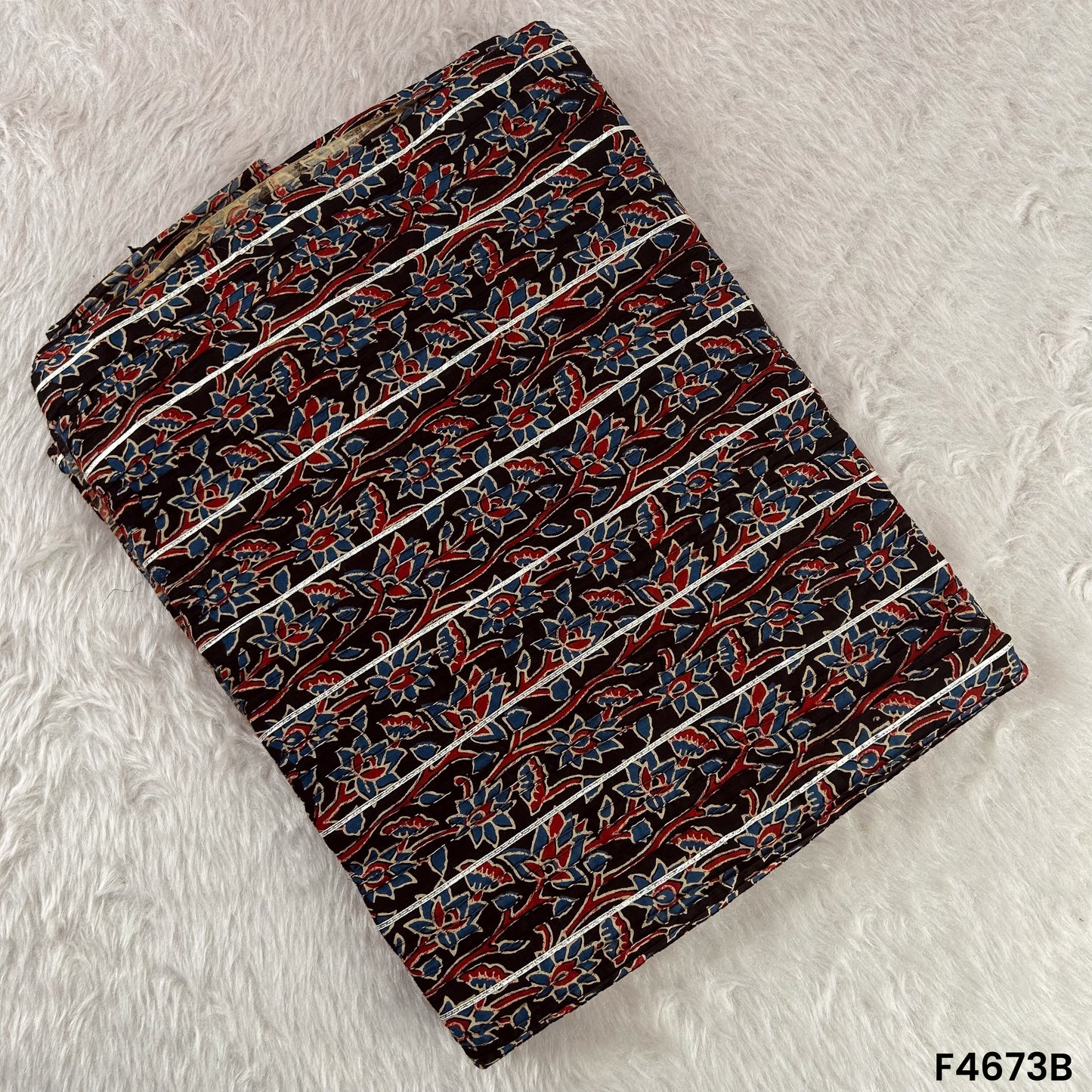 Printed Pintex Gota Patti Cotton Fabric- F4673