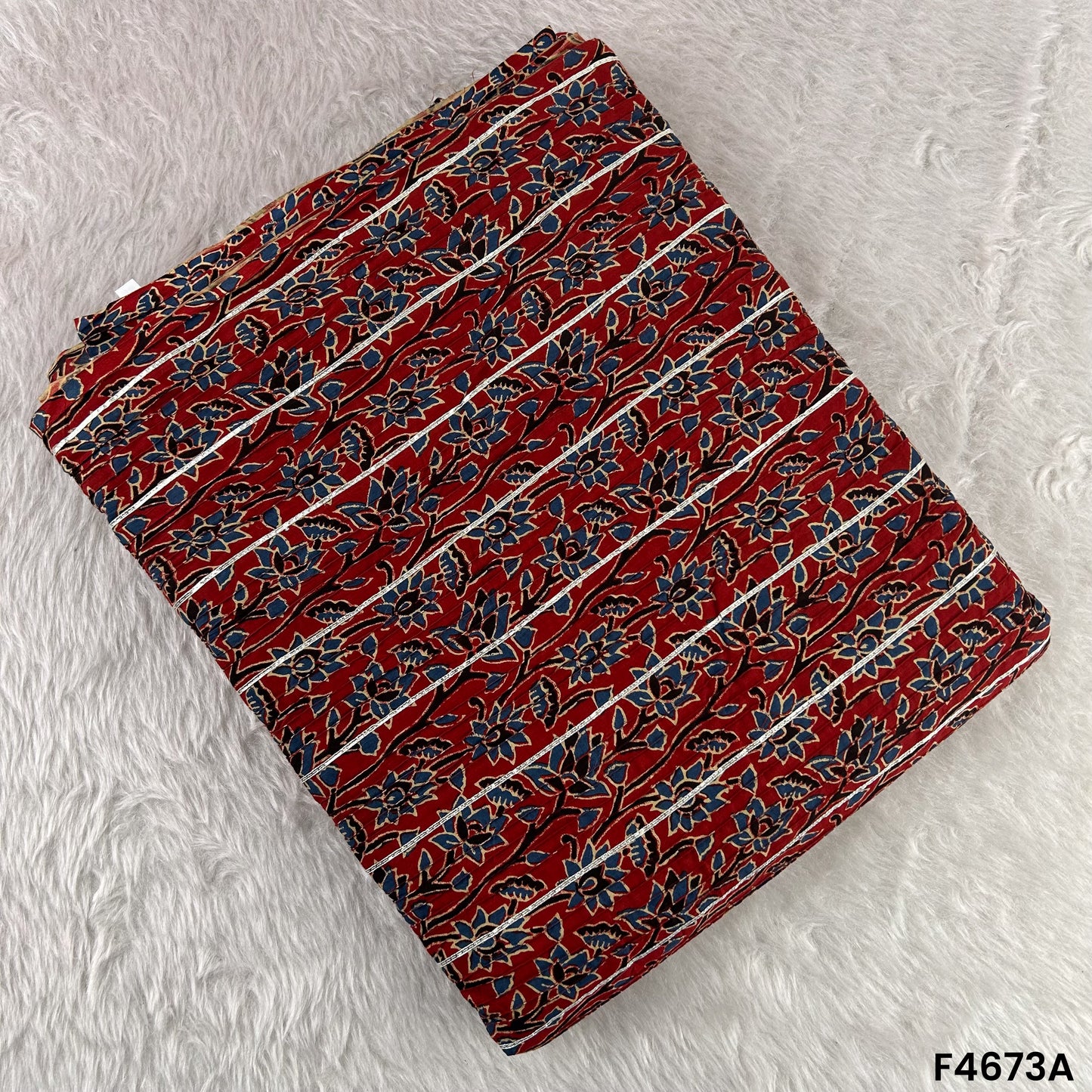 Printed Pintex Gota Patti Cotton Fabric- F4673