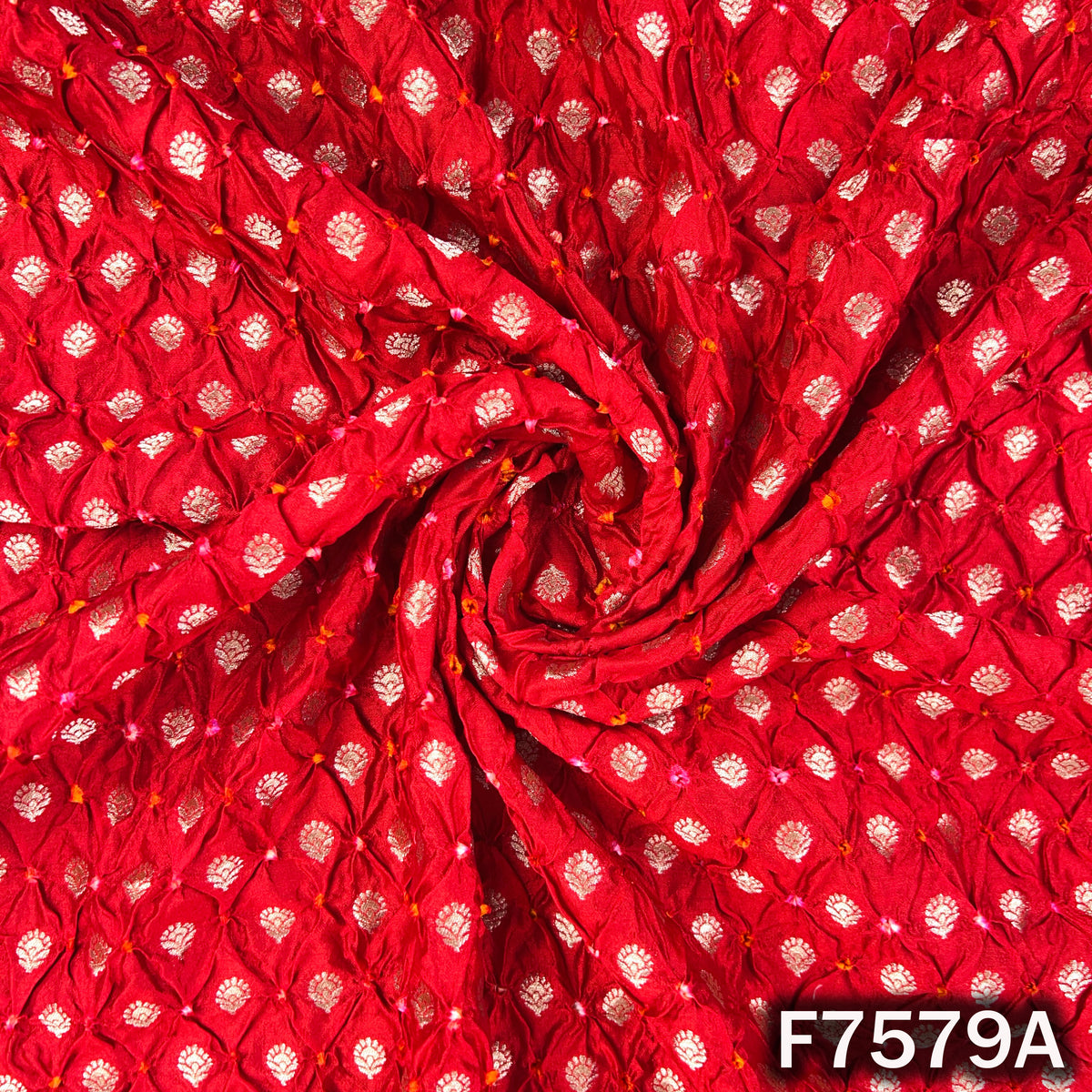 Zari Work Pure Bandhani Silk Fabric - F7579