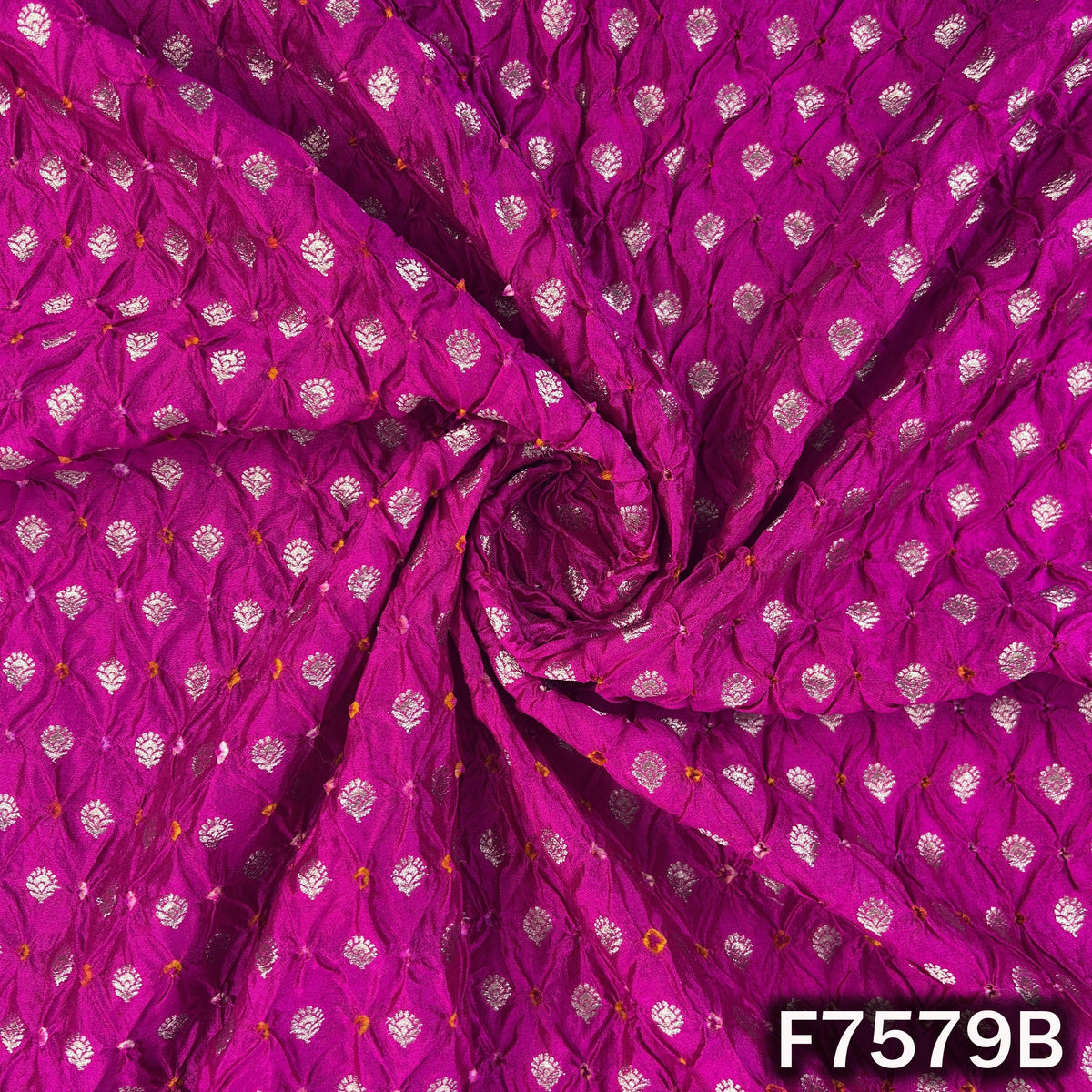 Zari Work Pure Bandhani Silk Fabric - F7579