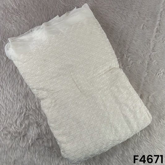 Dyeable Thread Embroidered Georgette Fabric- F4671