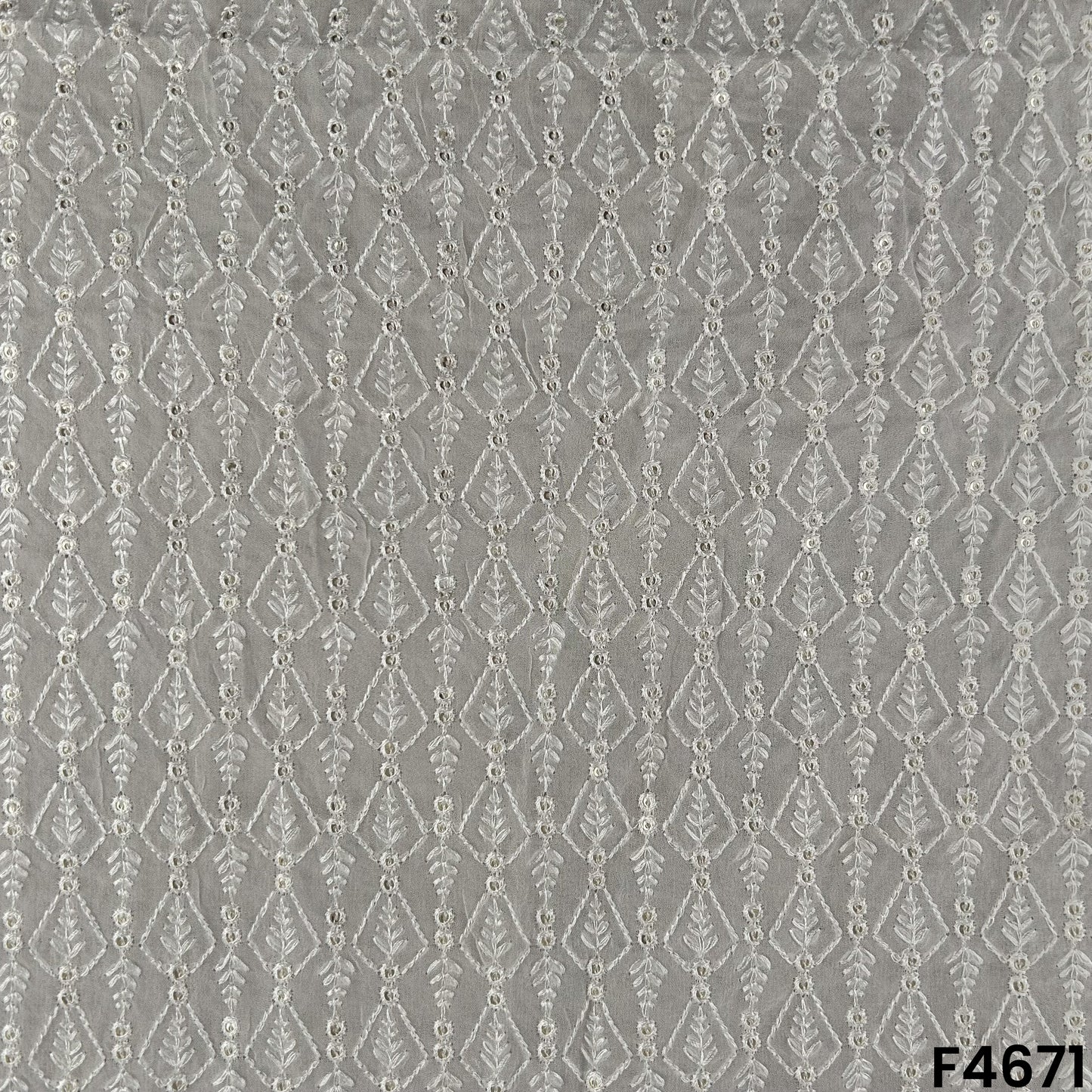 Dyeable Thread Embroidered Georgette Fabric- F4671