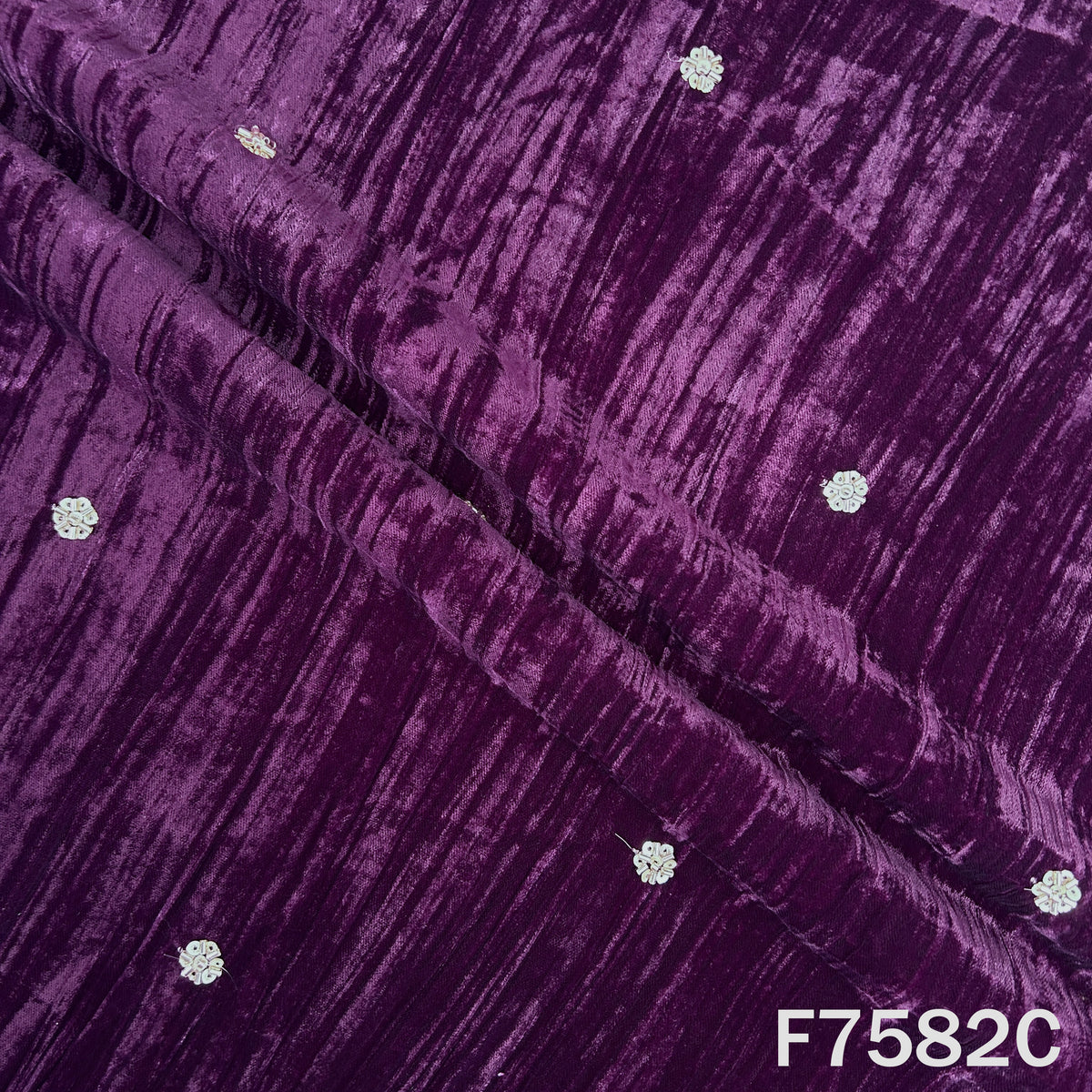 Cut Dana Sequins Work Crushed Velvet Fabric - F7582