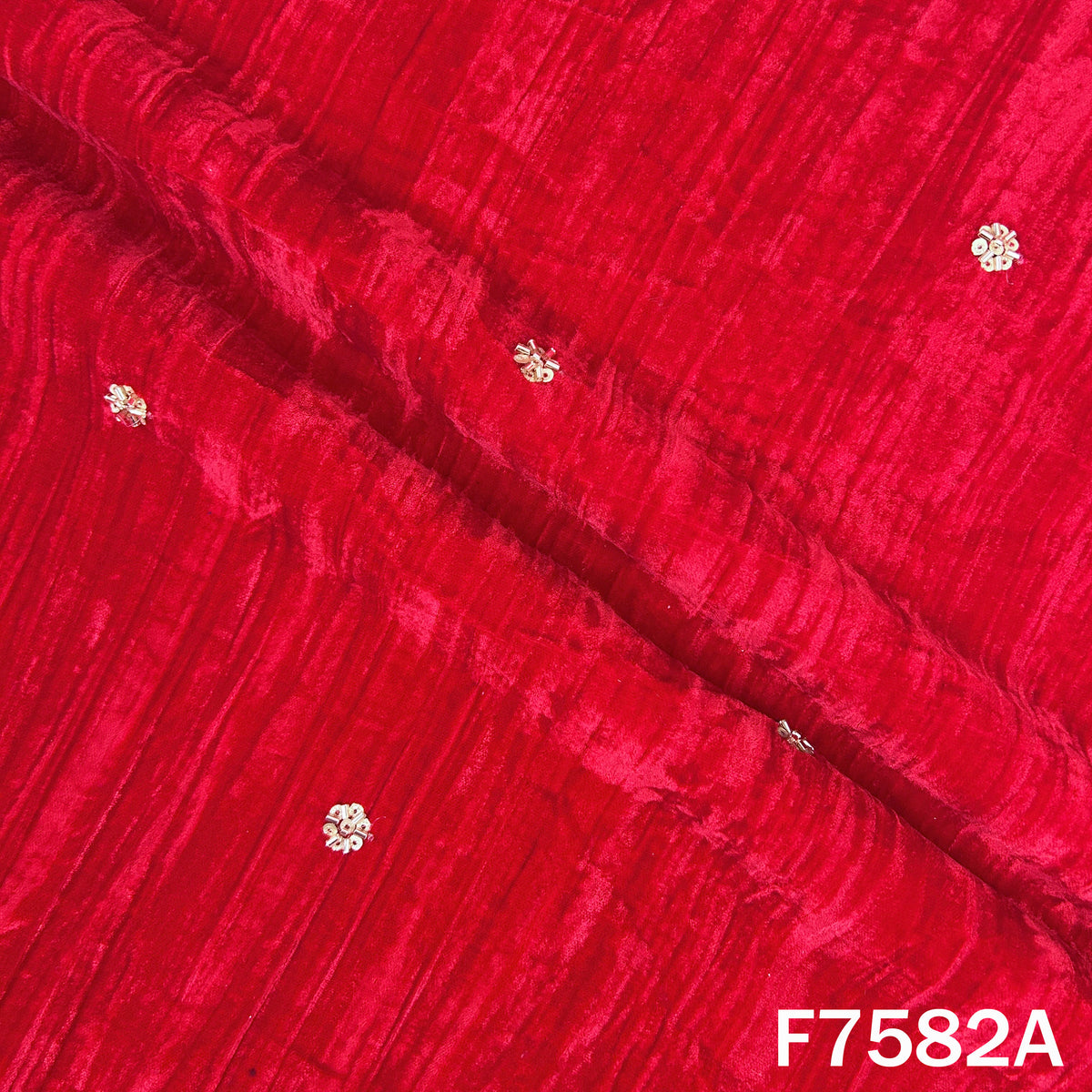 Cut Dana Sequins Work Crushed Velvet Fabric - F7582