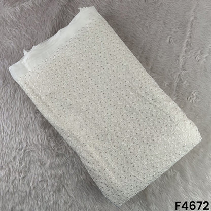 Dyeable Thread Sequins Embroidered Georgette Fabric- F4672