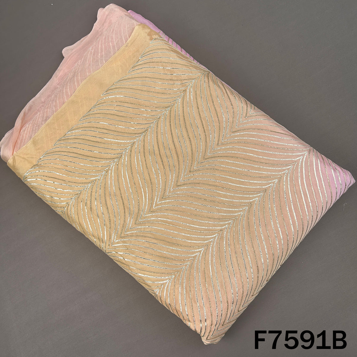 Ombre Shade Gota Patti Chinnon Chiffon Fabric - F7591