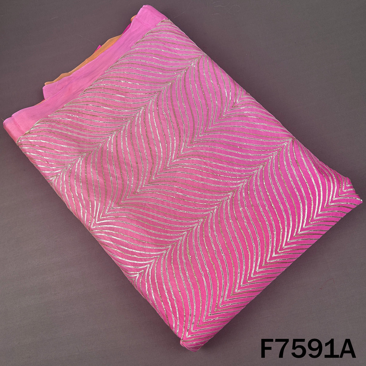 Ombre Shade Gota Patti Chinnon Chiffon Fabric - F7591