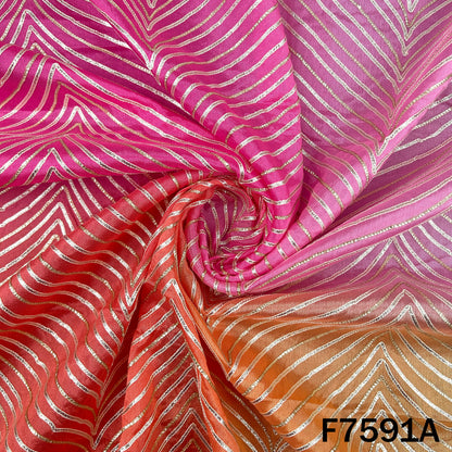 Ombre Shade Gota Patti Chinnon Chiffon Fabric - F7591