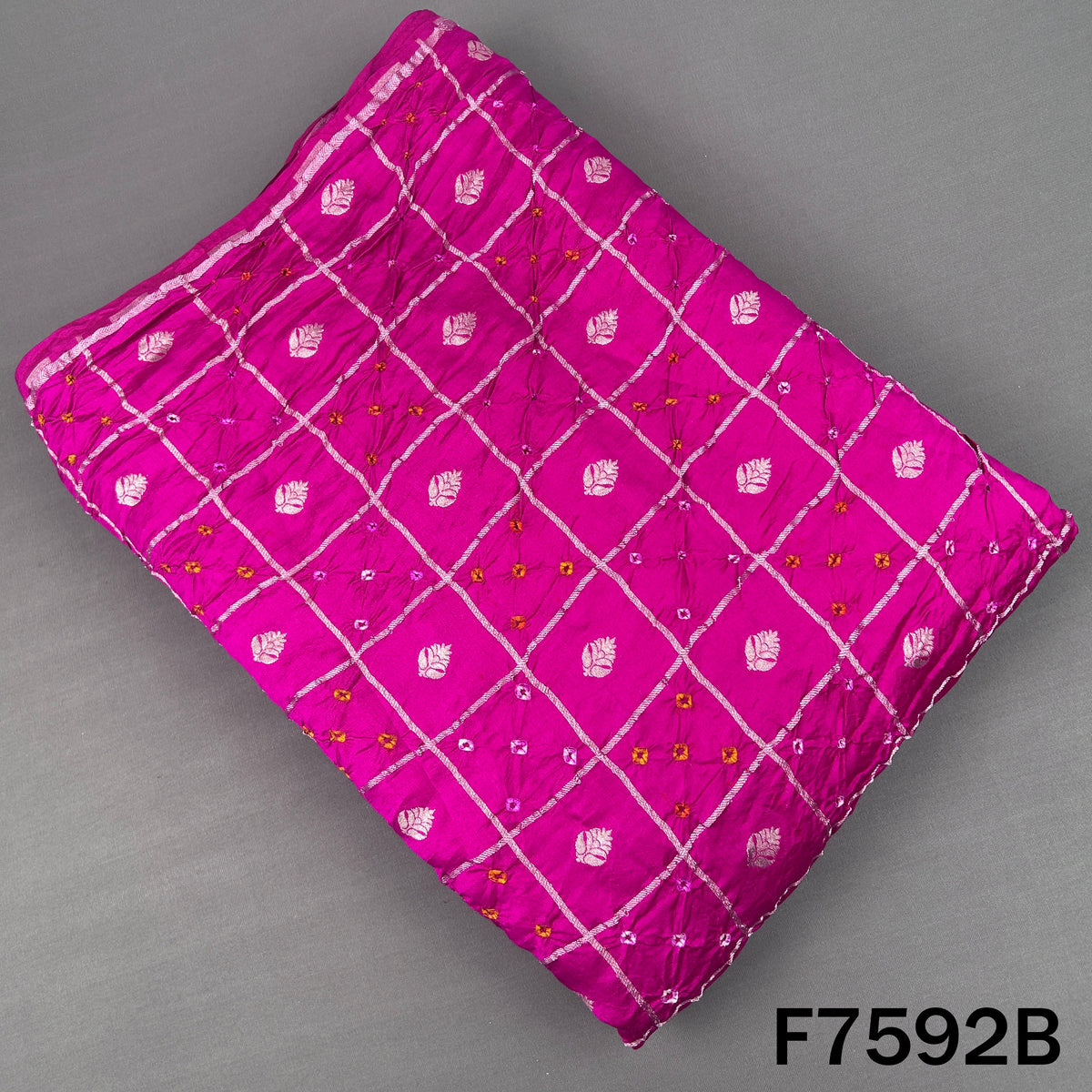 Zari Work Pure Bandhani Silk Fabric - F7592