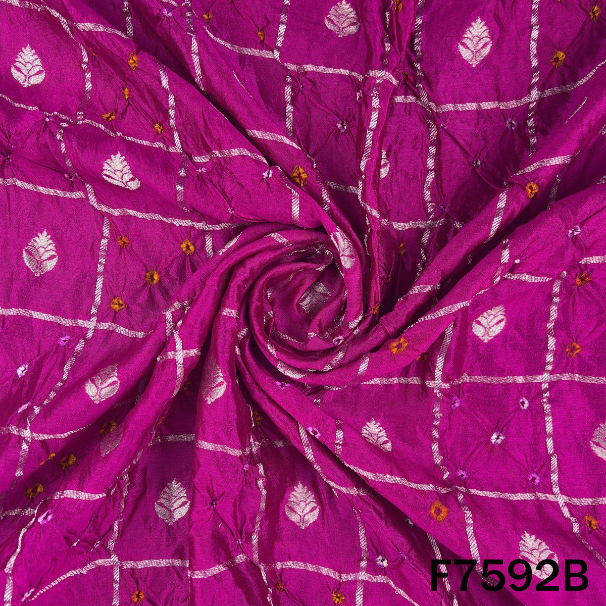Zari Work Pure Bandhani Silk Fabric - F7592