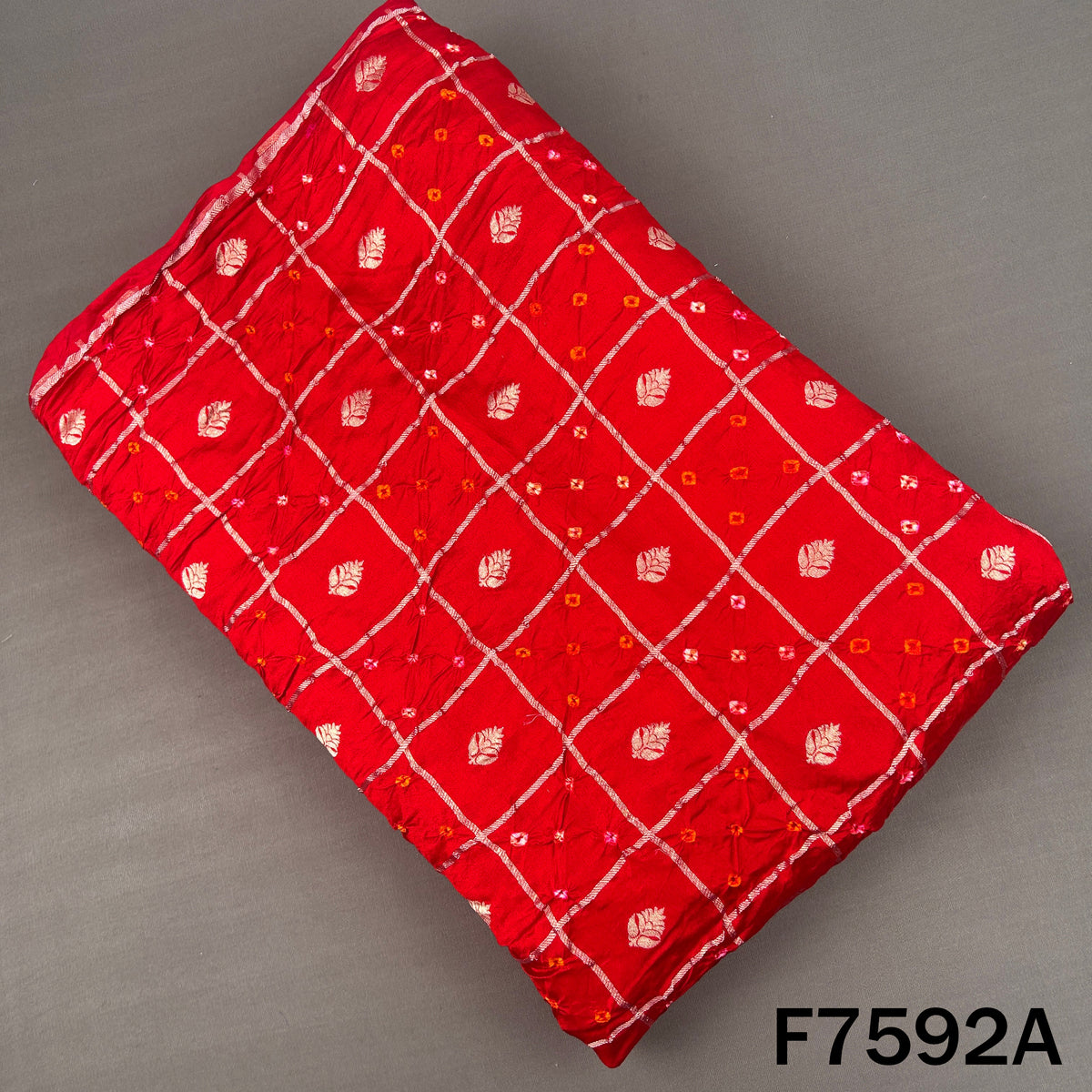Zari Work Pure Bandhani Silk Fabric - F7592