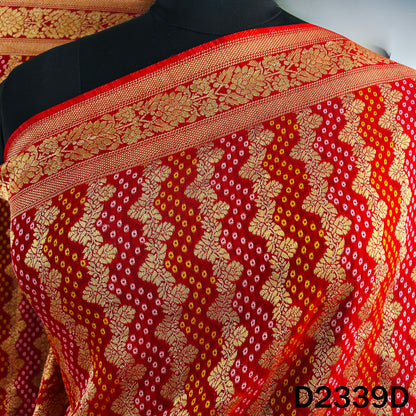 Zari Work Bandhani Print Pure Banarasi Georgette Dupatta - D2339