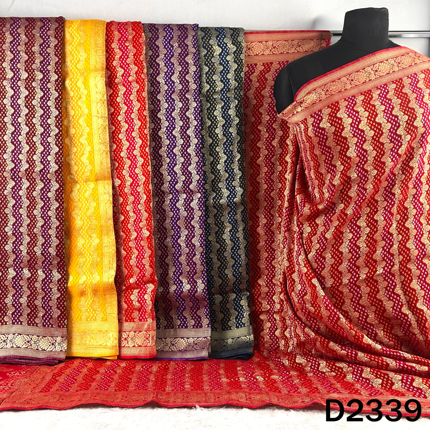 Zari Work Bandhani Print Pure Banarasi Georgette Dupatta - D2339