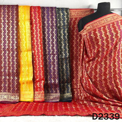 Zari Work Bandhani Print Pure Banarasi Georgette Dupatta - D2339