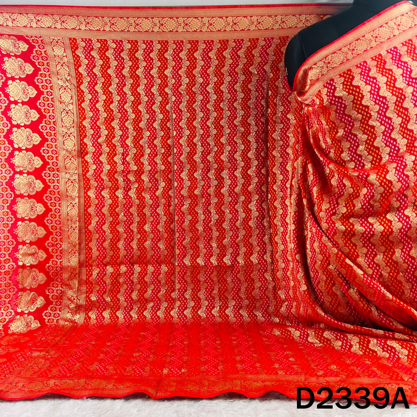 Zari Work Bandhani Print Pure Banarasi Georgette Dupatta - D2339