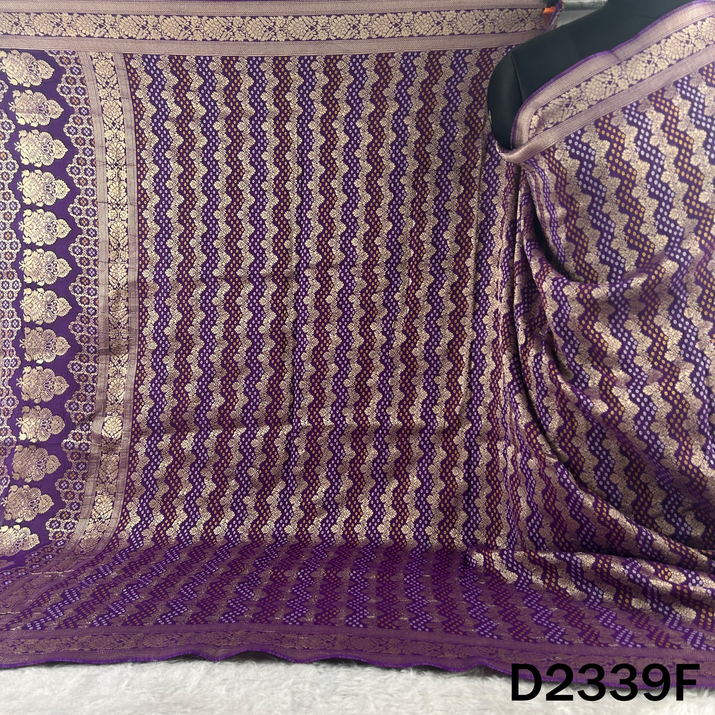 Zari Work Bandhani Print Pure Banarasi Georgette Dupatta - D2339