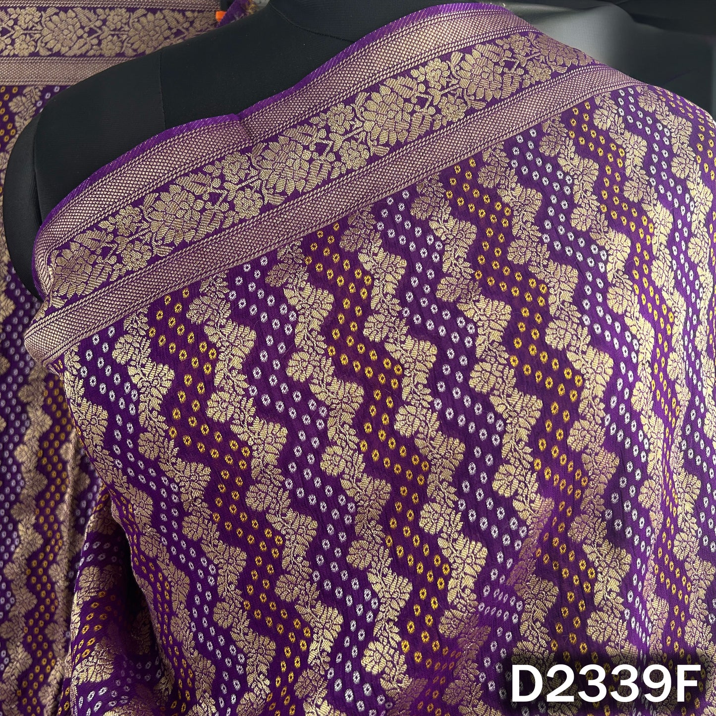 Zari Work Bandhani Print Pure Banarasi Georgette Dupatta - D2339