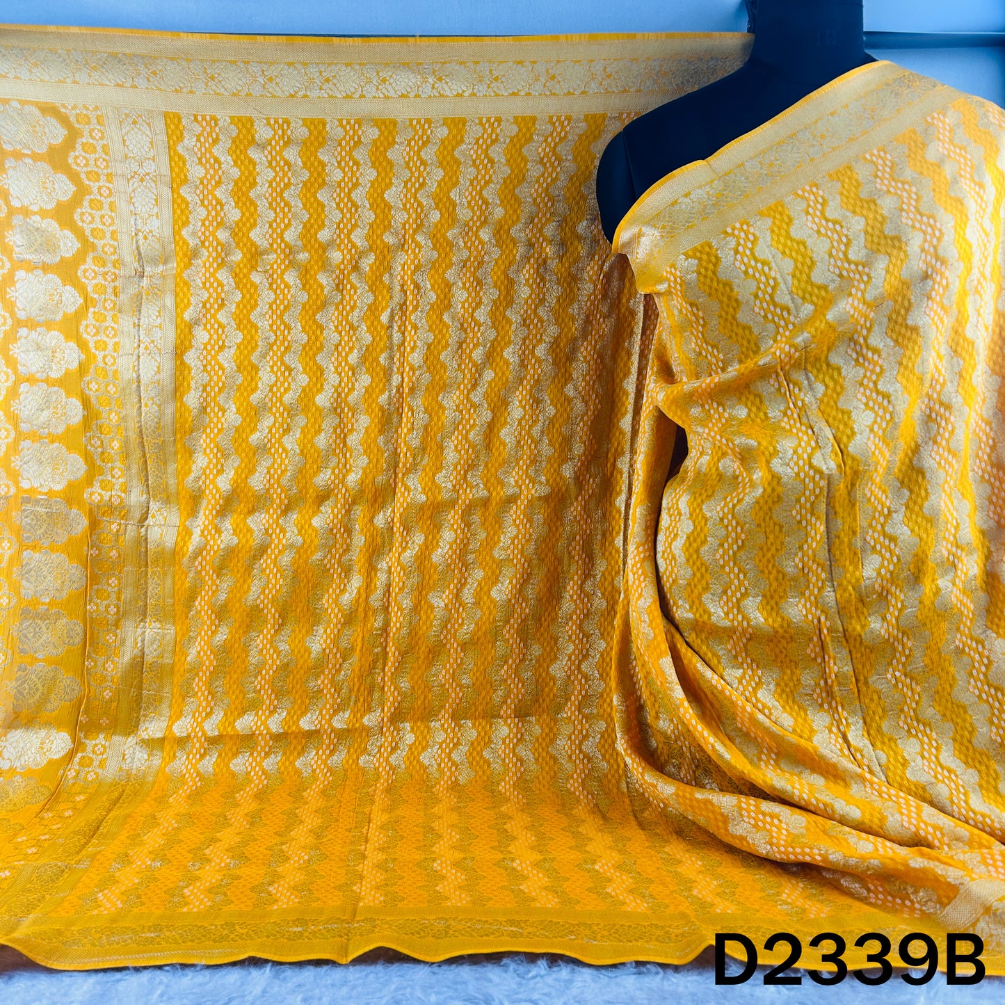 Zari Work Bandhani Print Pure Banarasi Georgette Dupatta - D2339