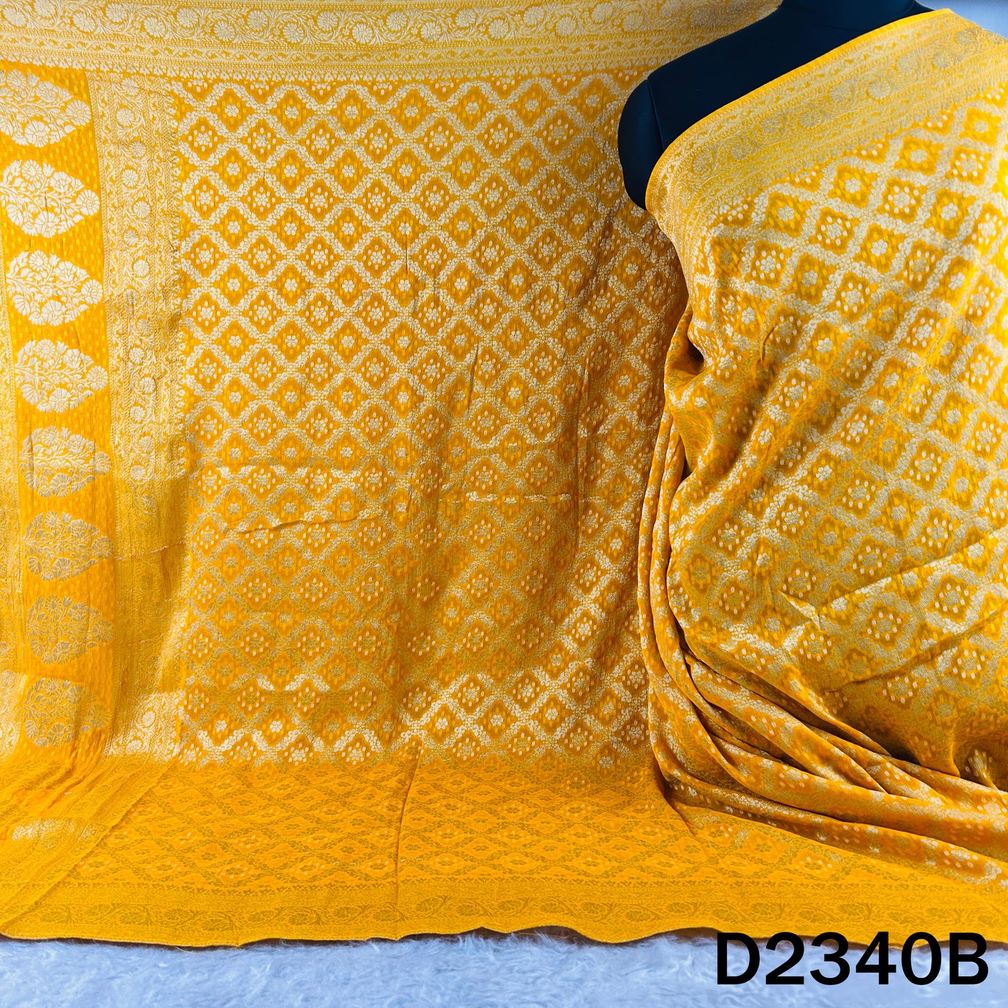 Zari Work Bandhani Print Pure Banarasi Georgette Dupatta - D2340