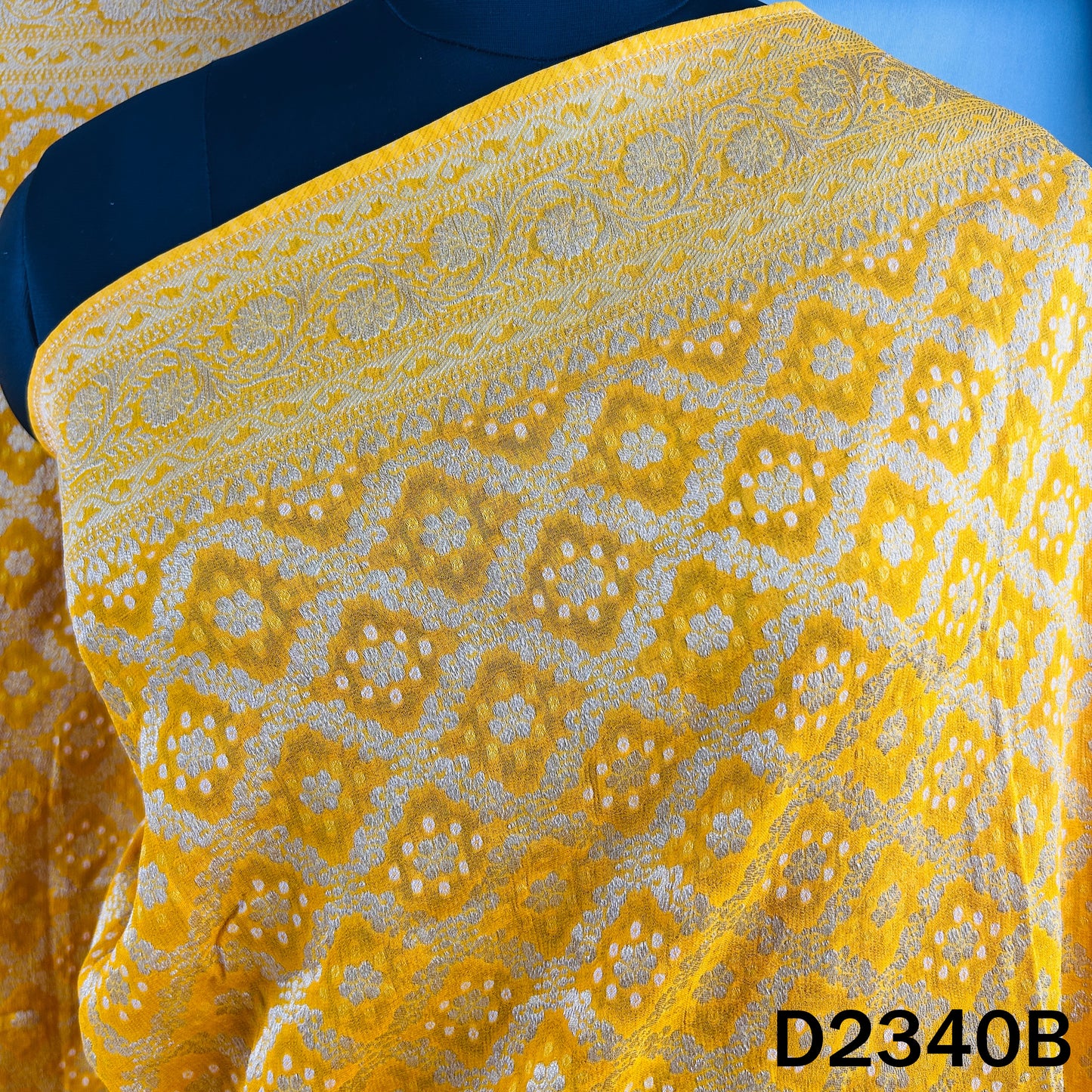 Zari Work Bandhani Print Pure Banarasi Georgette Dupatta - D2340