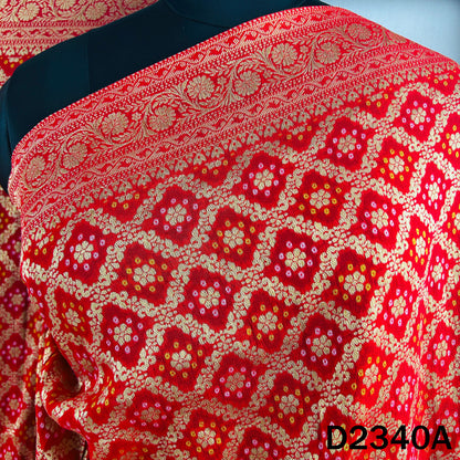 Zari Work Bandhani Print Pure Banarasi Georgette Dupatta - D2340
