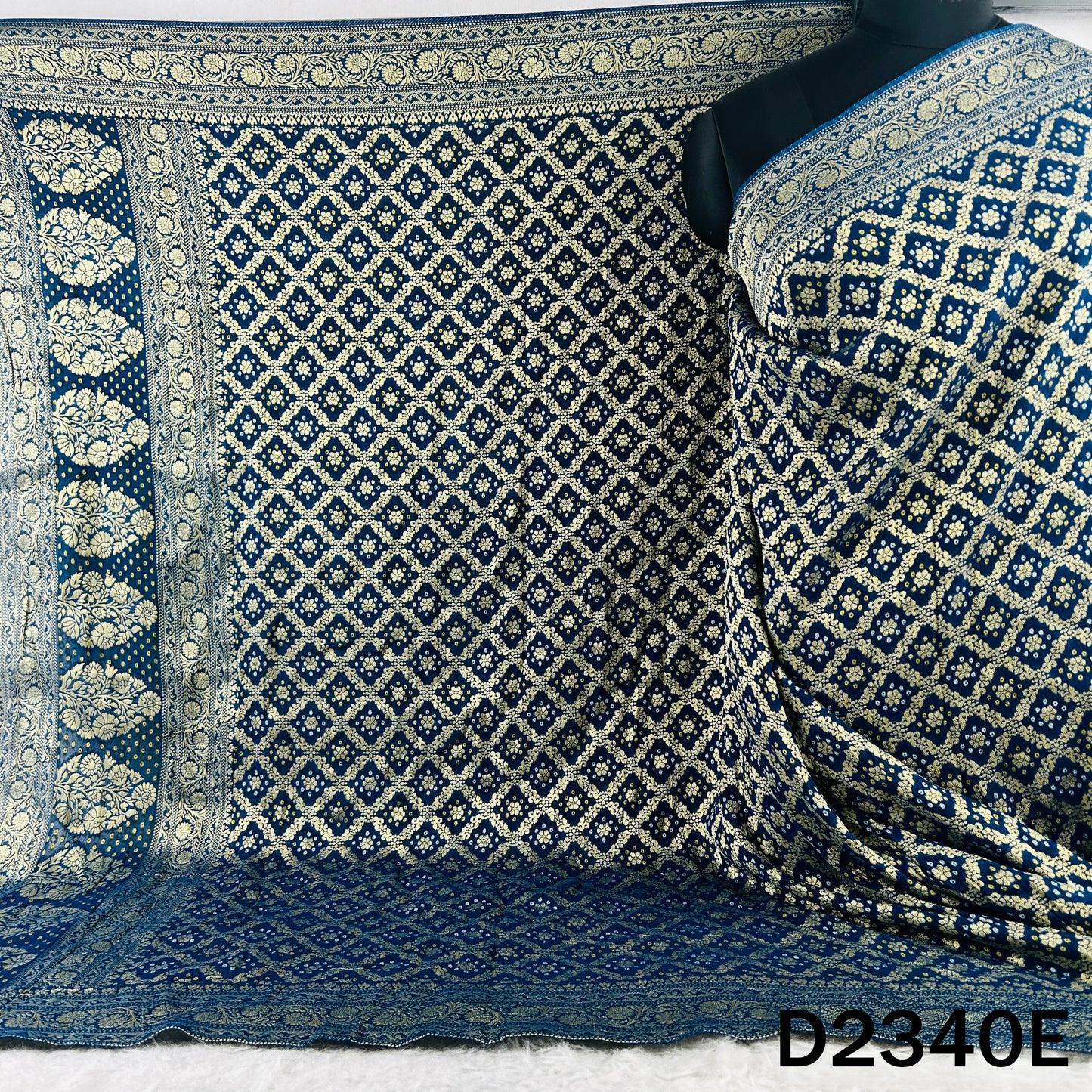 Zari Work Bandhani Print Pure Banarasi Georgette Dupatta - D2340