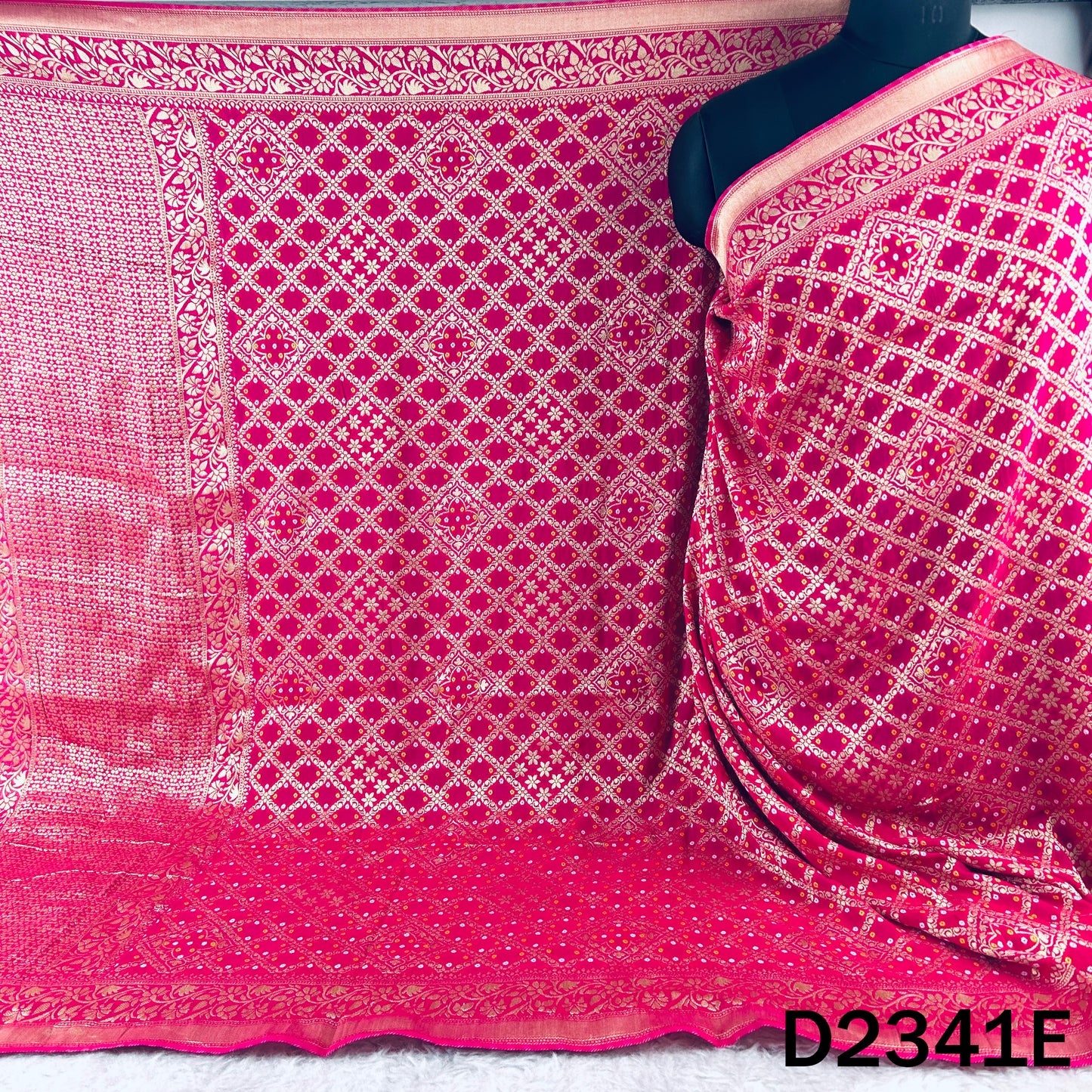 Zari Work Bandhani Print Pure Banarasi Georgette Dupatta - D2341