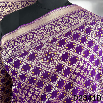 Zari Work Bandhani Print Pure Banarasi Georgette Dupatta - D2341
