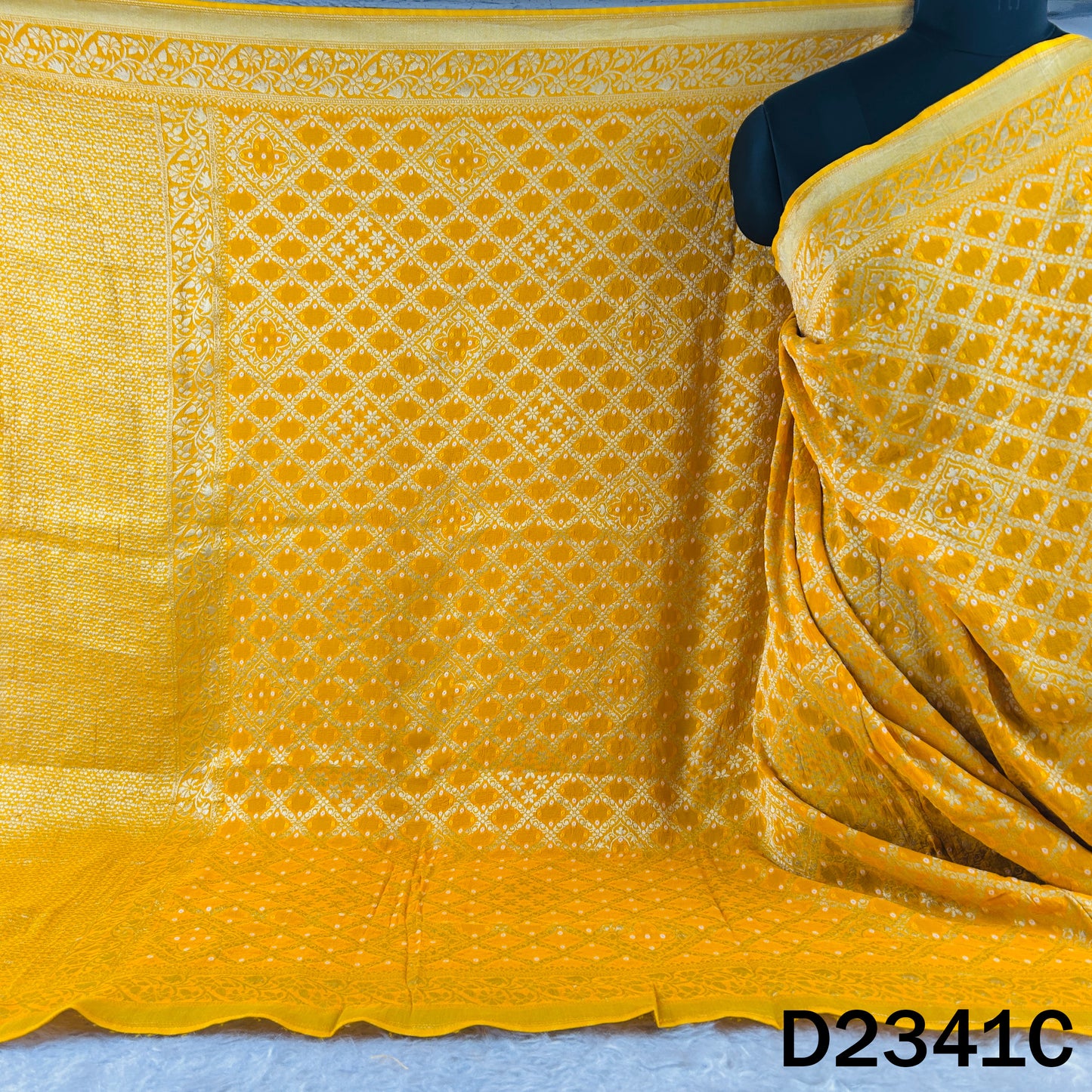 Zari Work Bandhani Print Pure Banarasi Georgette Dupatta - D2341