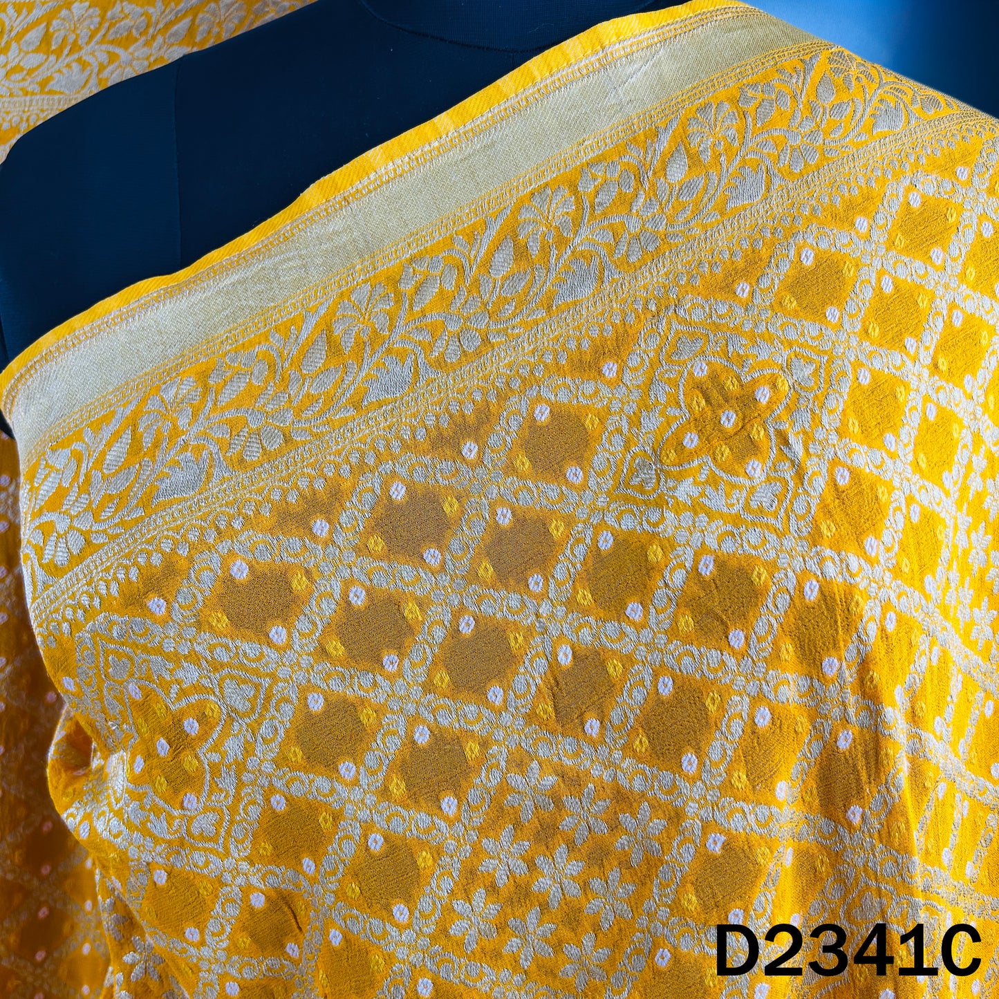 Zari Work Bandhani Print Pure Banarasi Georgette Dupatta - D2341