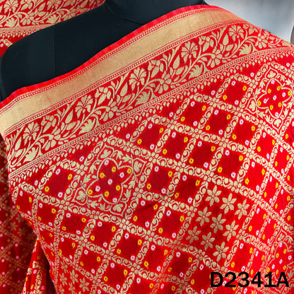 Zari Work Bandhani Print Pure Banarasi Georgette Dupatta - D2341