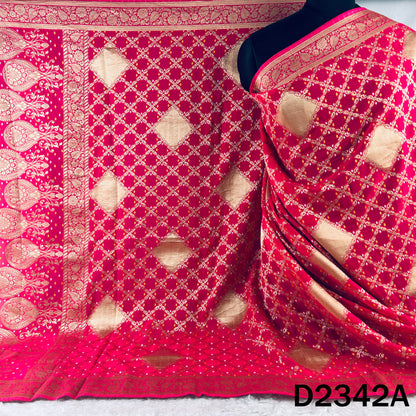 Zari Work Bandhani Print Pure Banarasi Georgette Dupatta - D2342