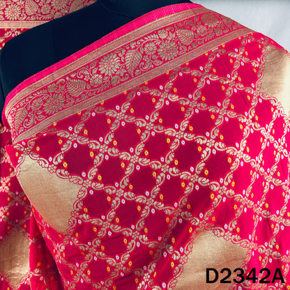 Zari Work Bandhani Print Pure Banarasi Georgette Dupatta - D2342