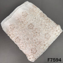 Dyeable Cut Dana Sequins Embroidered Organza Fabric - F7594