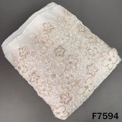 Dyeable Cut Dana Sequins Embroidered Organza Fabric - F7594