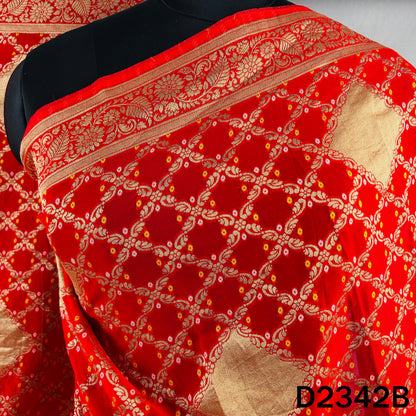 Zari Work Bandhani Print Pure Banarasi Georgette Dupatta - D2342