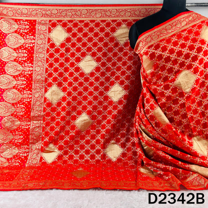 Zari Work Bandhani Print Pure Banarasi Georgette Dupatta - D2342