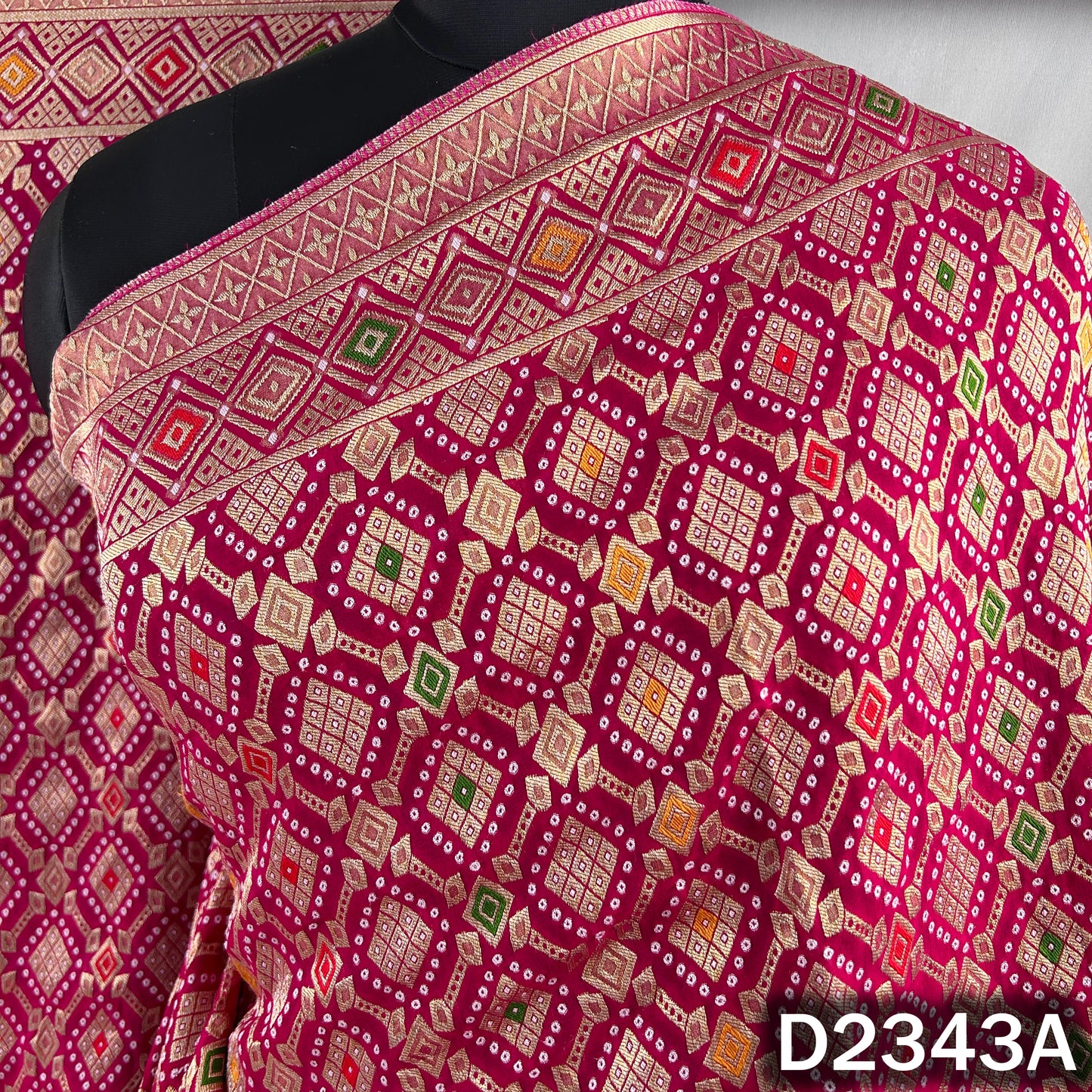 Zari Work Bandhani Print Pure Banarasi Georgette Dupatta - D2343
