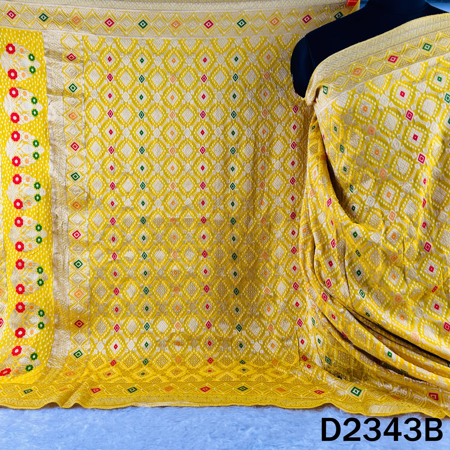 Zari Work Bandhani Print Pure Banarasi Georgette Dupatta - D2343