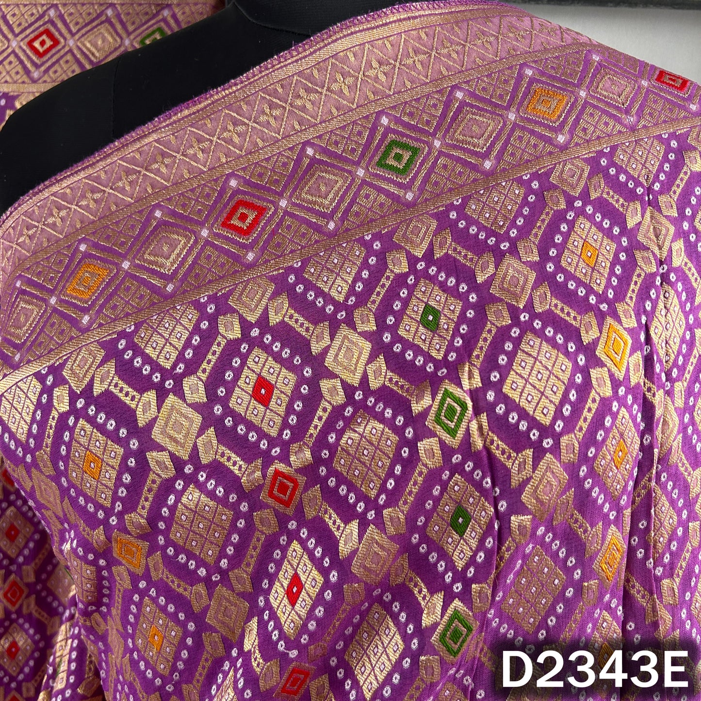 Zari Work Bandhani Print Pure Banarasi Georgette Dupatta - D2343